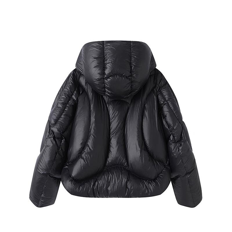 Irregular cape down jacket women's short 2025 winter new thickened white duck down puff hooded bread jacket