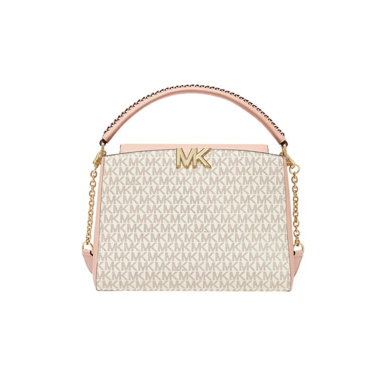 

Michael Kors Karlie Vintage Monogram Logo Color Block Leather Shoulder Bag Women handbags Vanilla-White Pink 30F1GCDS2B-173 Basic Set (Bag+Dust Bag)