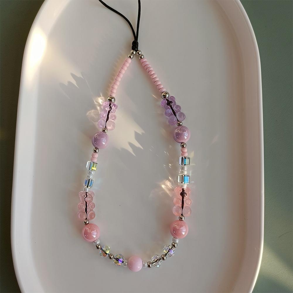 

KKBEAD Мишка Мармеладный Конфетный Цветоблок Кристалл Шнурок для iPhone Ювелирные изделия