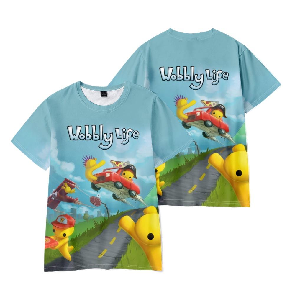 Wobbly Life Anime Printed T-shirt Men Women Casual Round Neck Short-sleeved Kid Funny Trendy Unisex Tees Tops 16 Colors