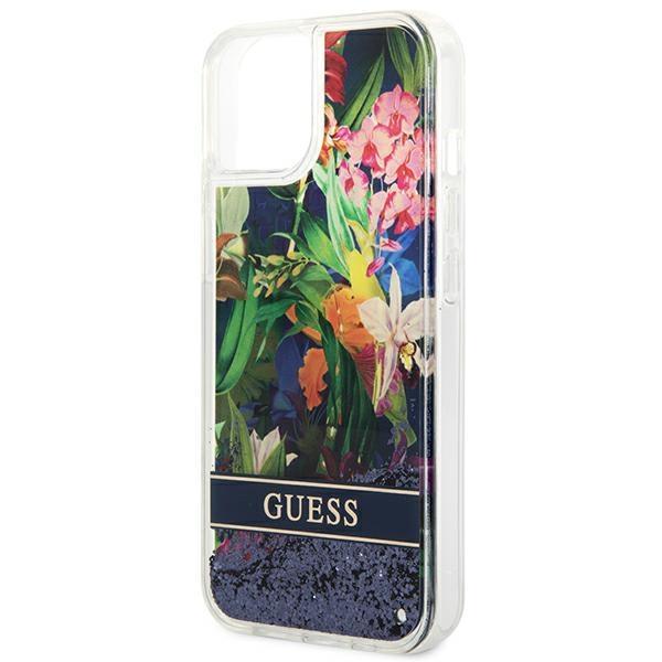 Guess Guhcp14Mlflsb Iphone 14 Plus / 15 Plus 6.7 Niebieski/Blue Hardcase Flower Liquid Glitter