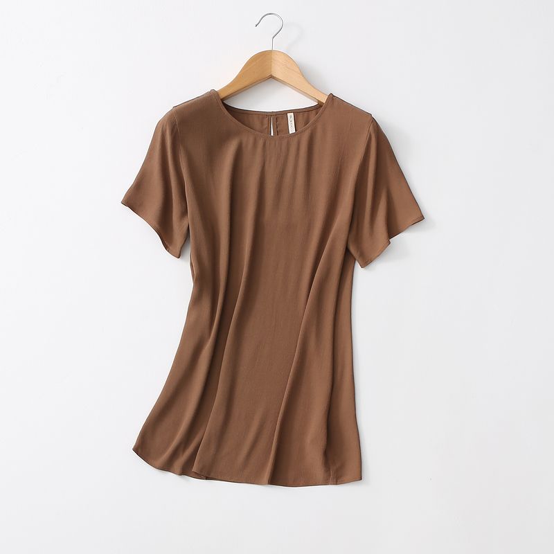 Export Foreign Trade Original Order Pure Color All-Matching Loose T-shirt Short Sleeve Rayon Viscose Tops Export Plus Size Women's Clothing