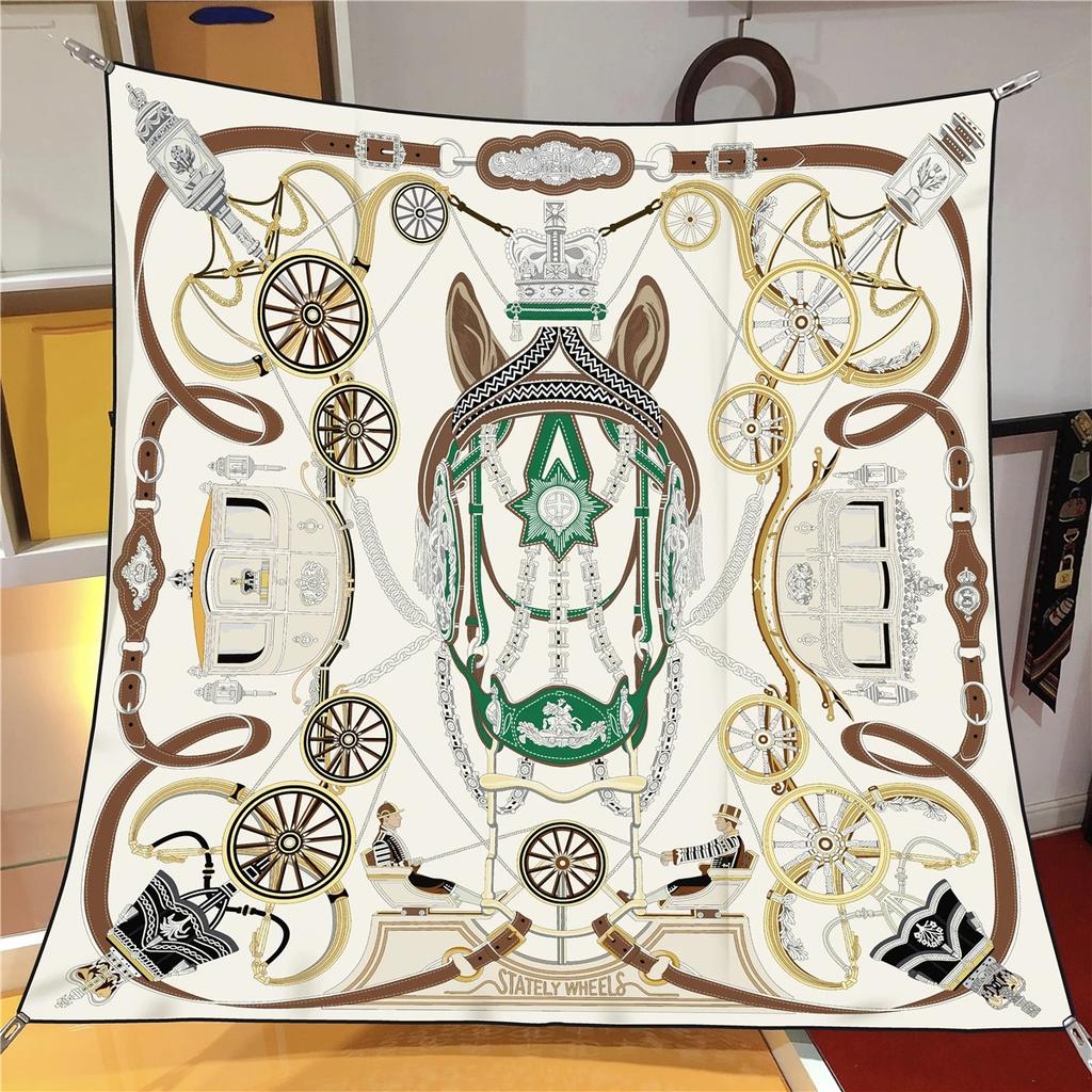 Silk Scarf Women Printed Square Scarves Head Echarpes Silk Foulards Femme Wraps Beach Shawls Bandana Lady Hijabs 90CM