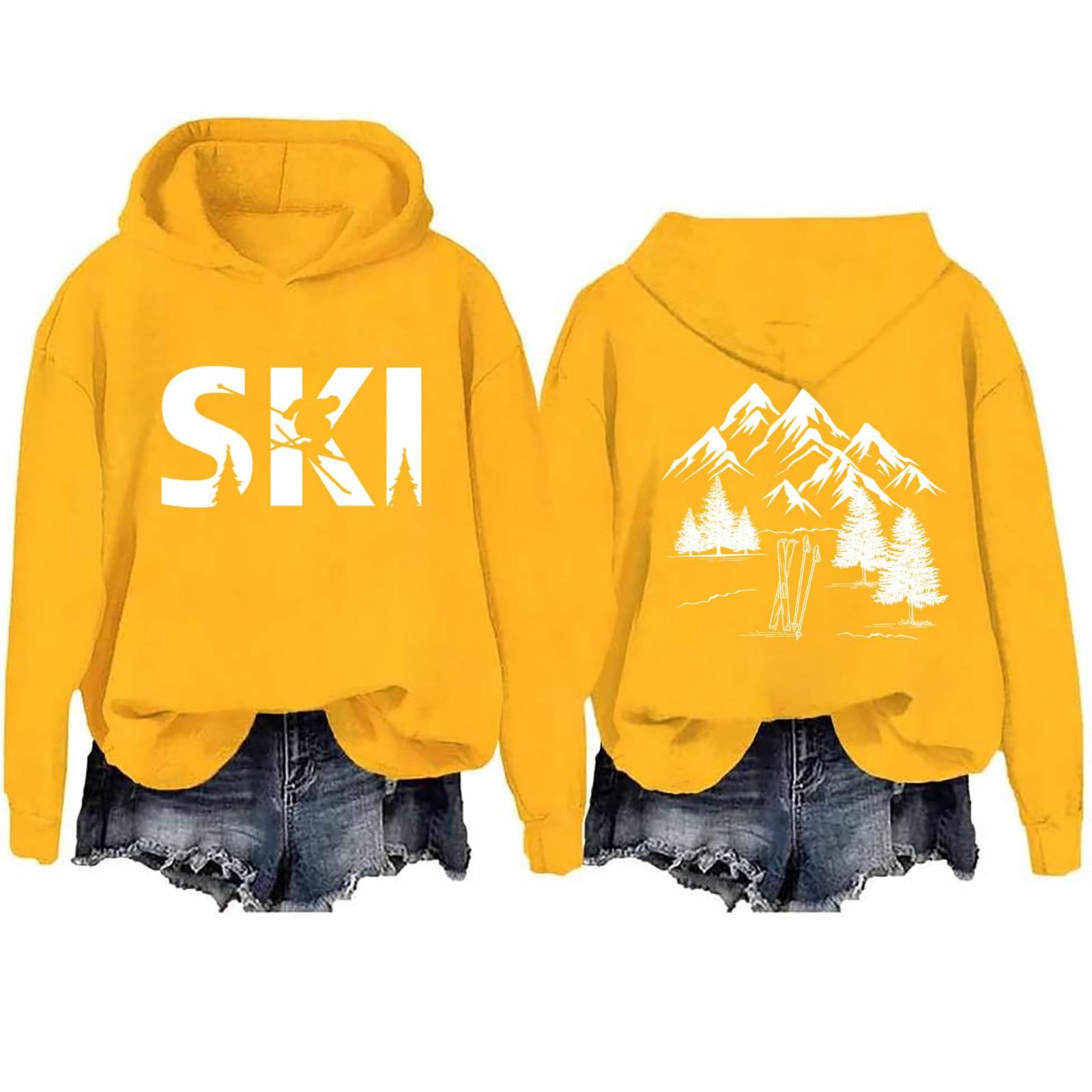 

Женская модная повседневная куртка с круглым вырезом и принтом на лыжах XL жёлтый