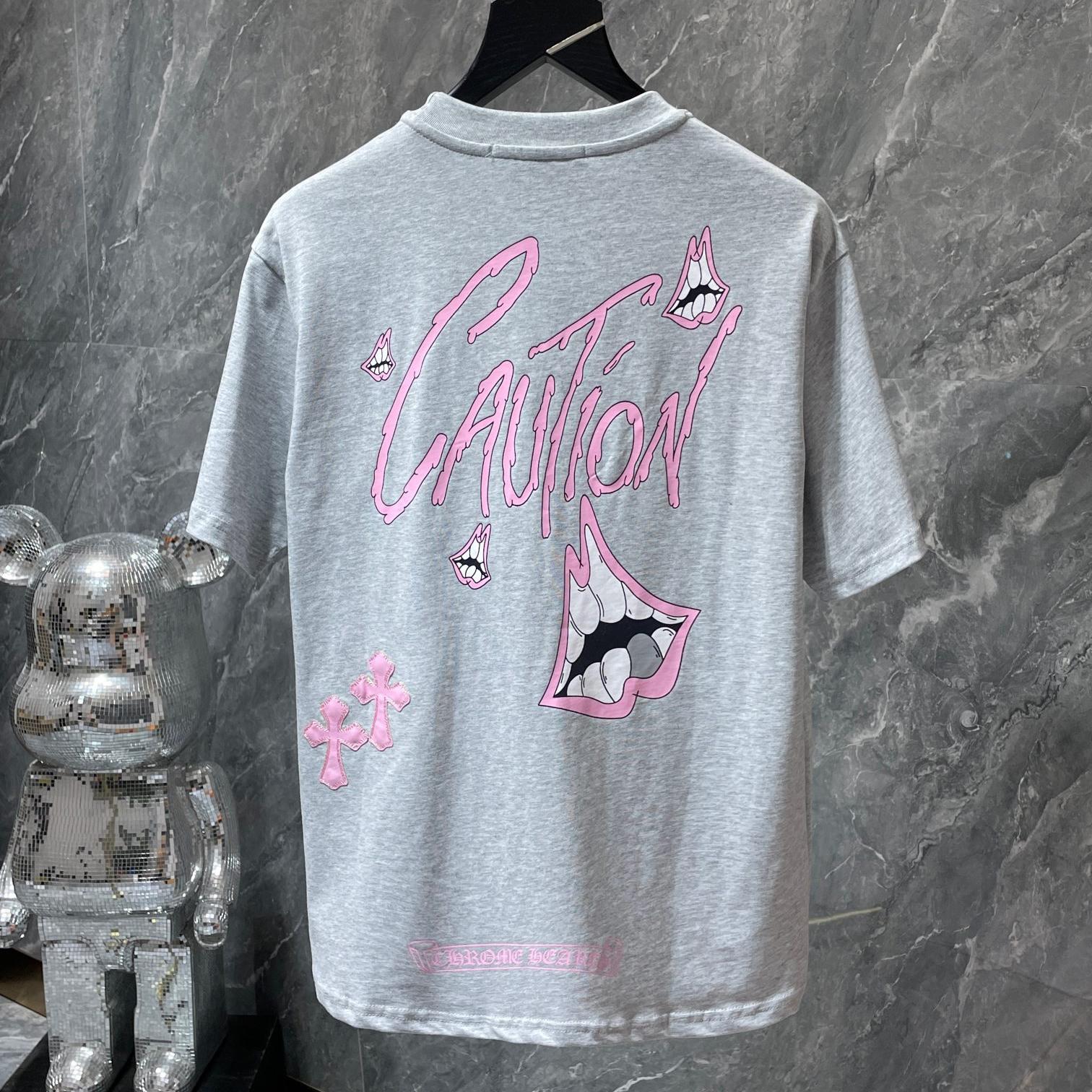 

8765 CHROME HEARTS 2025 Літо Нова Високоякісна Бавовняна Футболка з Круглим Вирізом Вільного Великого Розміру Чоловіча та Жіноча Парна Футболка M срібний