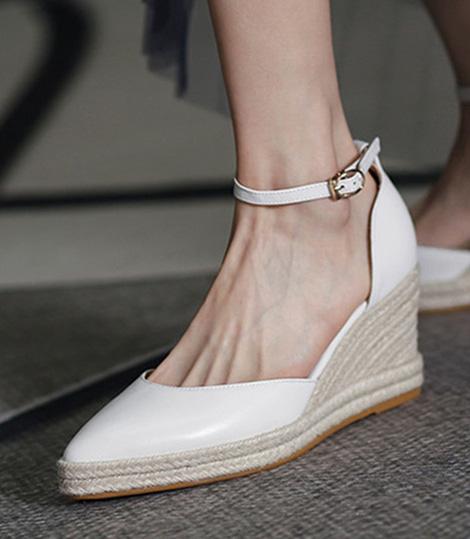 

босоножки на танкетке с ремешком на пятке и ремешком на щиколотке, женские эспадрильи, туфли-лодочки, удобная повседневная обувь, богемный стиль 40 белый