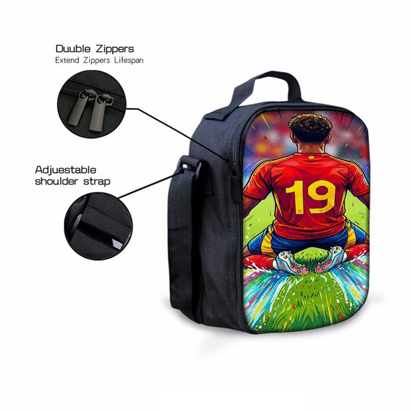 3-teiliges Rucksack-Set mit 19 Fußballstar-Muster – Lässiger Rucksack mit großem Fassungsvermögen, passender Clutch & Tragetasche, Perfekt für den Alltag