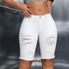 Hohe Taille Denim Shorts Damen Sommer Schlanke Passform Lochstanzung Radhosen Street Style Trendige Baumwolle Elastische Jeansshorts