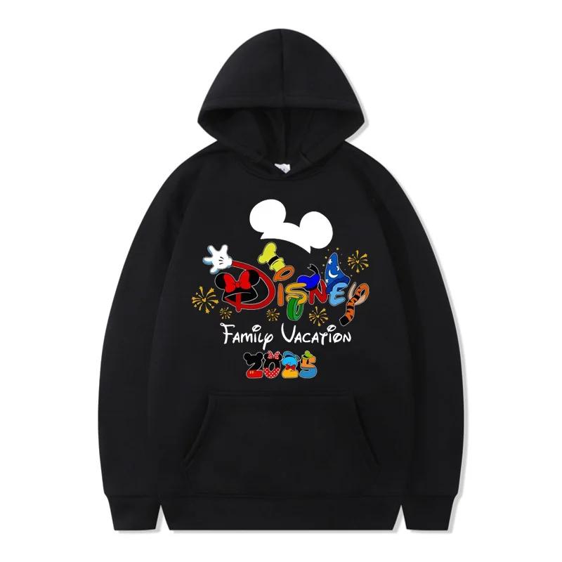 Funny Disney Hoodie My First Trip 2025 Mickey Minnie Printed Pullovers Tops Autumn Versatile Sweatshirts Women Casual Clothes