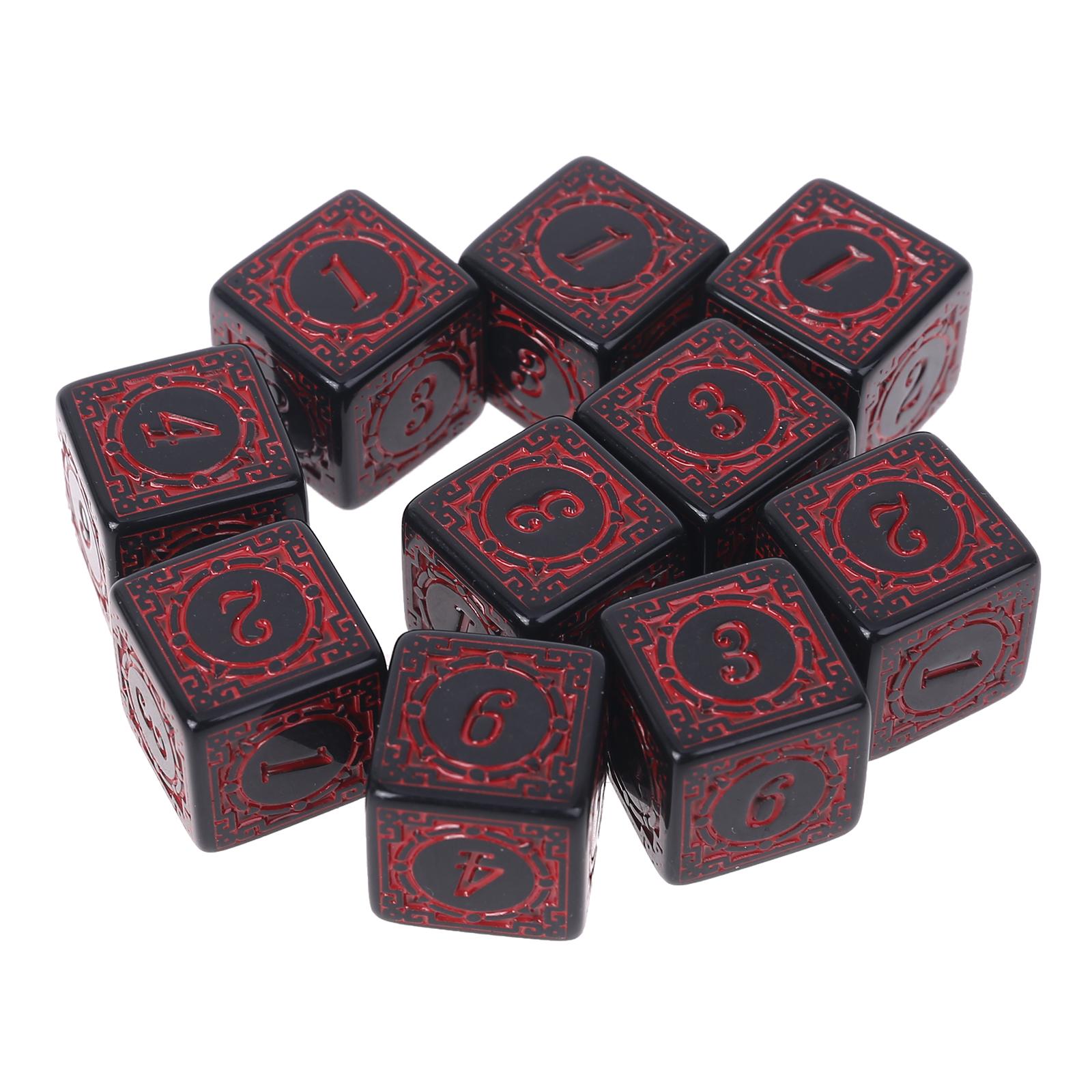 

10 Pieces Unique Acrylic Polyhedral Dices Square Edged Role Playing Dices 6 Sided Table Game Dices Smooth Surface красный