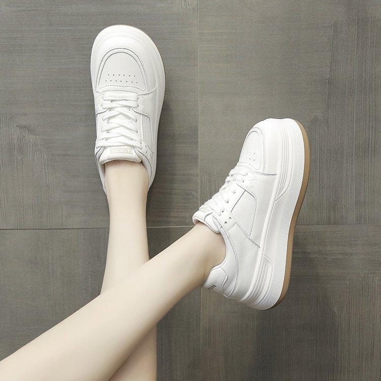 Plateau weiße Schuhe neuer Frühling lässige Mode vielseitig runde Zehe Low-Top Schnürer Sport Board Schuhe Damen