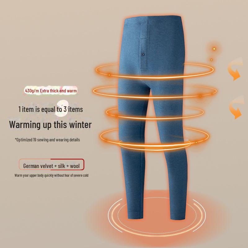Super Thick Silk Wool Men's Warm Pants: Plus Velvet, Cold-Proof Leggings for Autumn & Winter