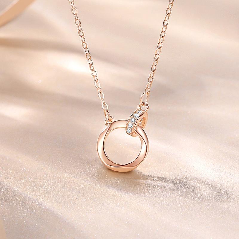 S925 Silver Möbius Ring Ball Bead Bracelet Double Ring Korean Style Small Fresh Romantic Double Layer Bracelet Love Jewelry