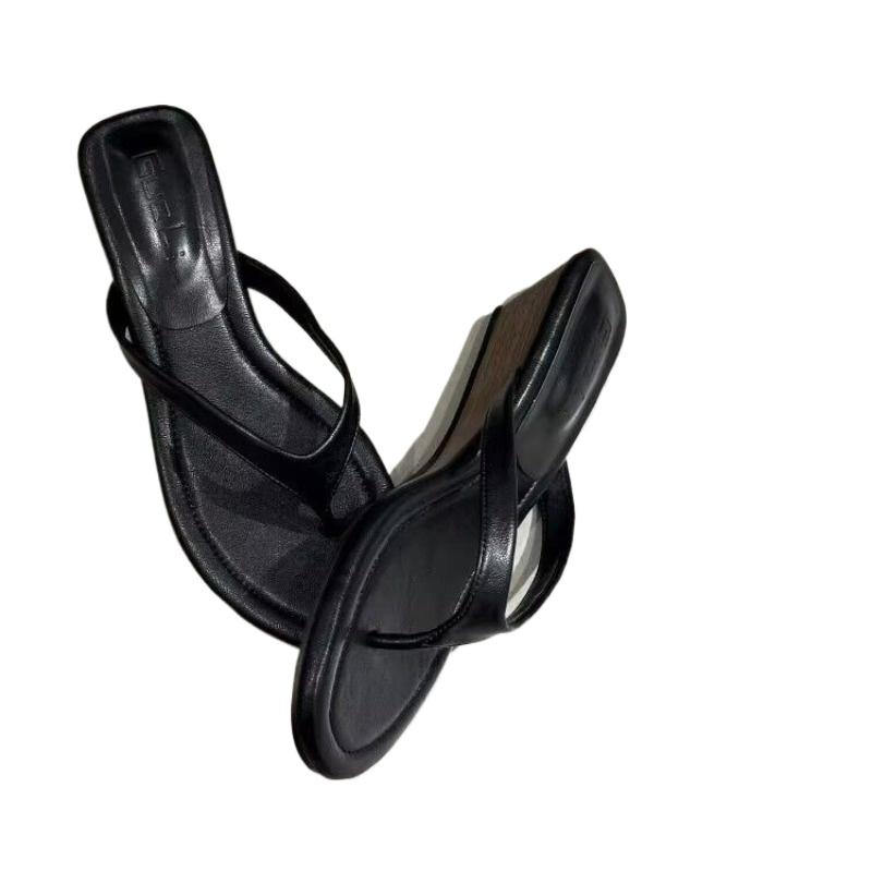 Fashion Fashion Flock Women Wedges Slippers Sandals Shoes Female Slides Spring Summer Round Toe Ladies Wedges Heeled Slippers Flip Flops