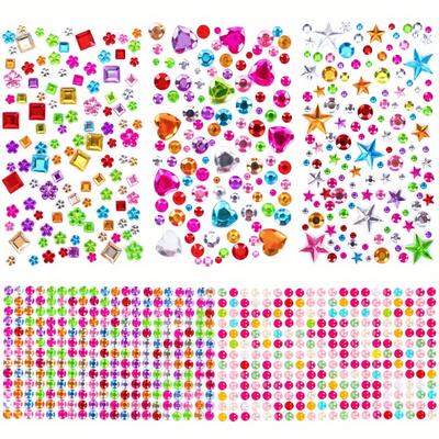 Set Self Adhesive Acrylic Material Gem Stickers - Acrylic Rhinestones for Crafts, Small DIY Craft Decorative Diamond Stickers