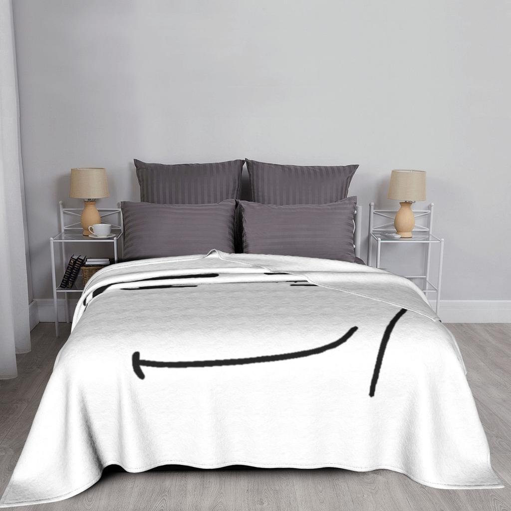 Man Face Gaming Meme Knitted Blanket Flannel Robloxx Soft Throw Blanket for Home Couch Bedroom Quilt