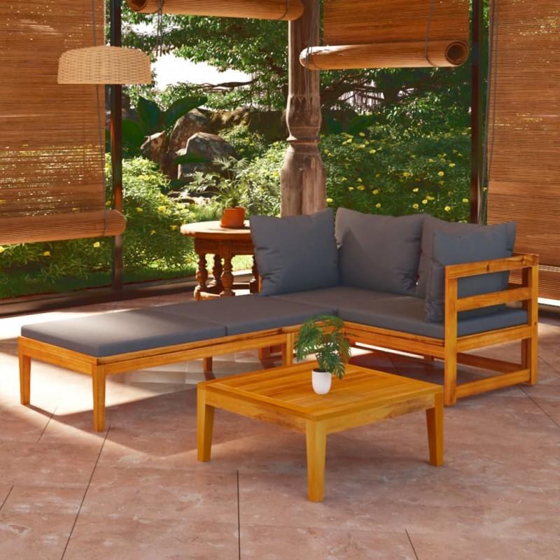 Day and Night - Day and Night Garden Furniture 3 Pcs Cushions Dark Gray Acacia Wood