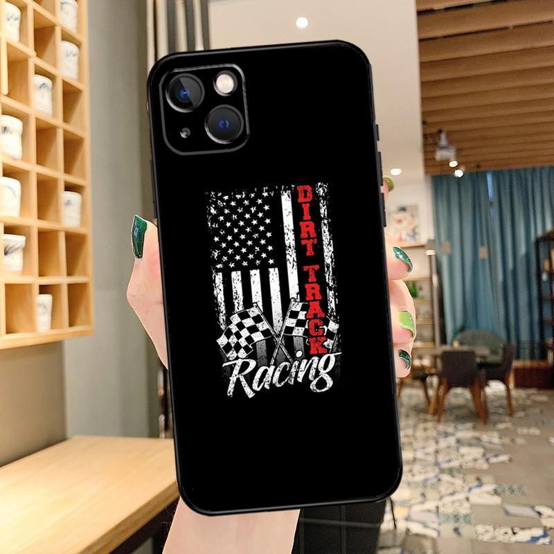 Checked Flag Racing Car Phone Case For iPhone 11 12 13 14 15 16 Pro Max mini Back Cover For iPhone XR X XS Max Plus