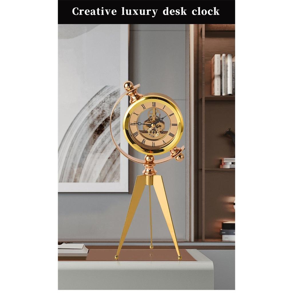 Modern Gold Table Clock Luxury Metal Office Tabletop Clocks Creative Living Room Bedroom Home Decoration Silent Desk Clock Gift