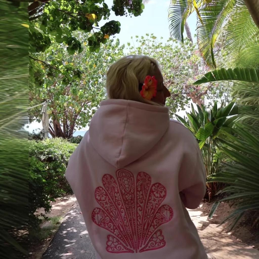 Casual Embroidered Hooded Sweatshirt Fashion Loose Long Sleeve Pocket Solid Color Pullover Hoodie For Women