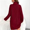 Women's Loose And Comfortable Warm Ribbed High-Neck And Long Sleeve Dress