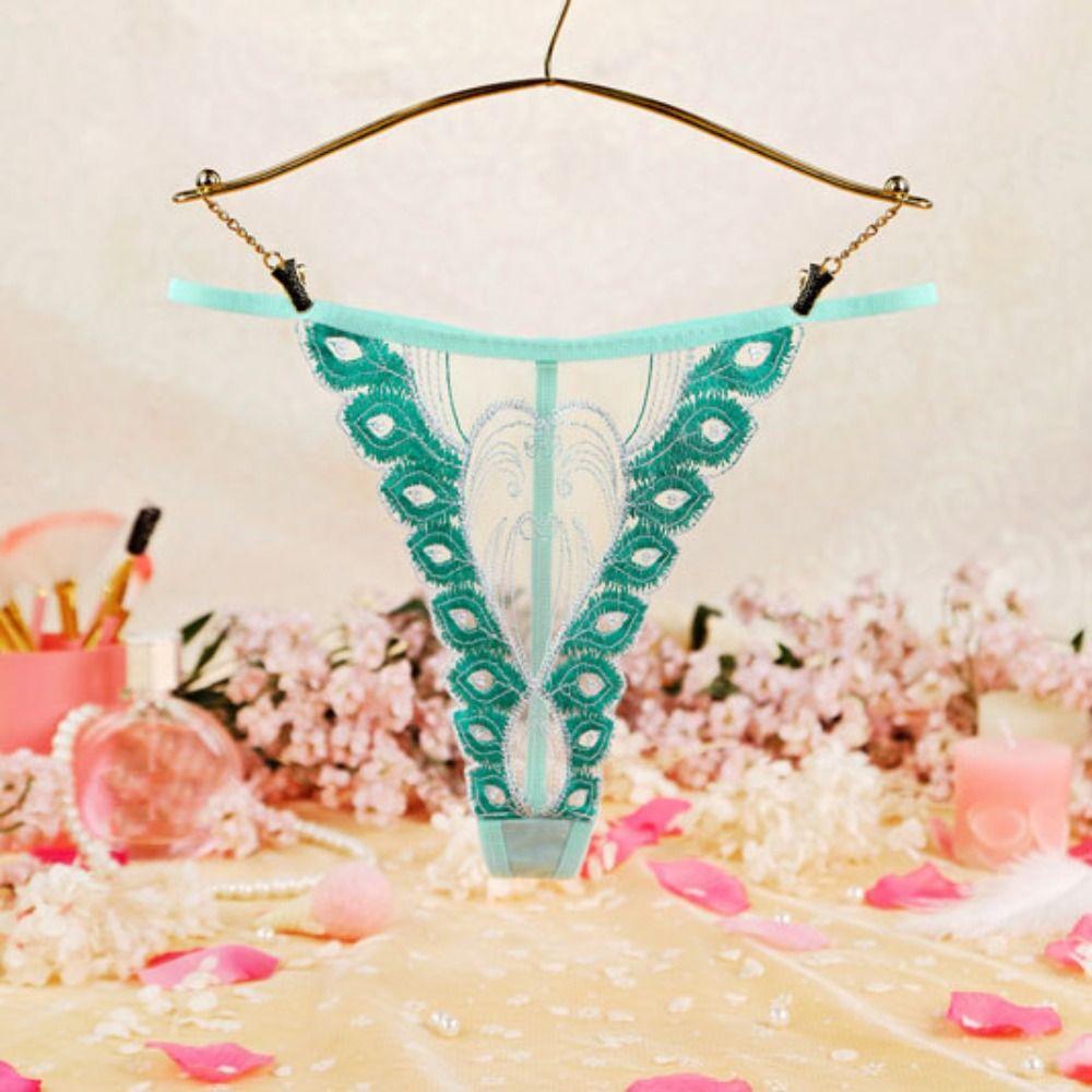 Thin Belt Sexy Mesh Thongs Cotton Crotch Transparent T-Pants Lace Embroidered Panties  Anniversary