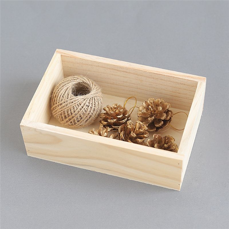 M-Modern-Retro Square Wooden Succulent Small Flower Pot Wooden Box Home Gardening Decoration Supplies