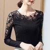 S-5XL Women T-Shirt Summer Lace Hollow Embroidery Mesh Tees Tops Casual Short Sleeve Hot Drilling Women's Shirt