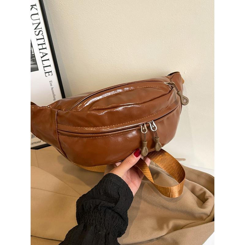 

Shipping fanny pack spring new fashion simple fanny pack women s breast bag girl niche retro breast bag simple single package коричневый