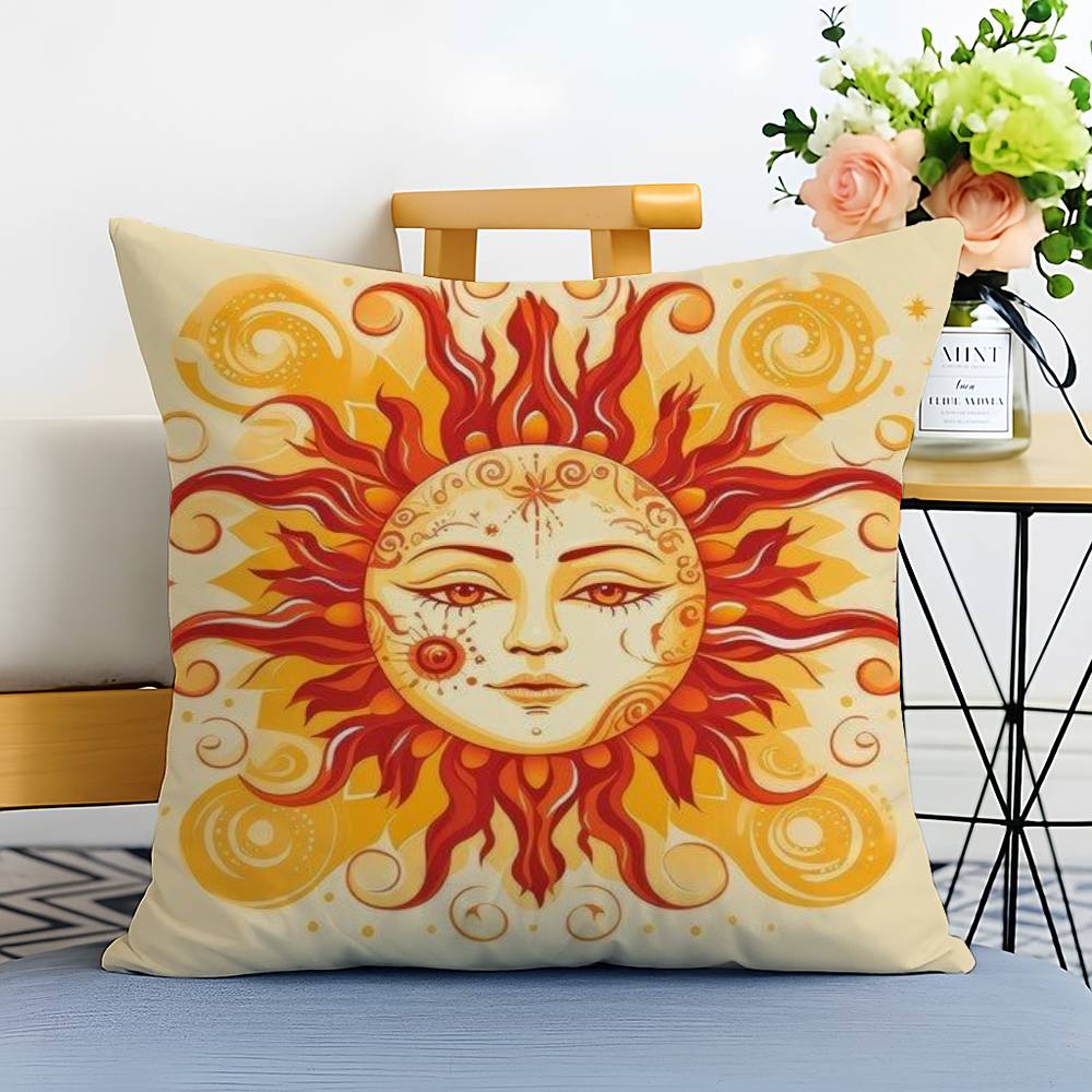 Portia Sun Moon Pattern Pillow Case Printed Brushed Fleece Pillow Baby Skin-Touch Eco-Friendly Dye-Sublimat