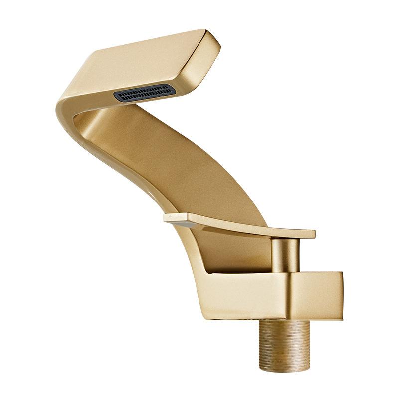 Golden Creative Waterfall Home Single Hole Handwashing Basin Face Washing Basin Desk Basin Faucet Bathroom  Faucet
