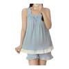 [Guo.KK7] Pajamas, Women's Room Wear, Sleeveless, Top and Bottom Set, 2 Piece Set, Thin, Cool, Lace, Sexy, Soft To the Touch, Breathable, Loose,