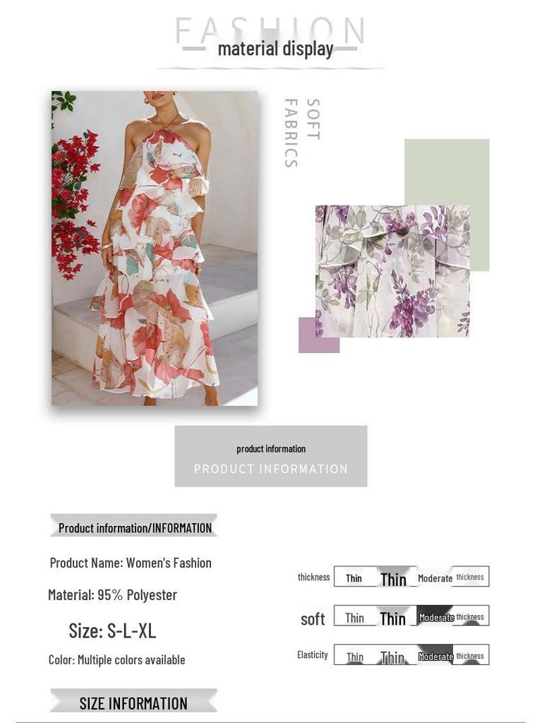2026 Elegantes Sommerurlaub Neckholder 3D-lagiges Trägerkleid für Damen