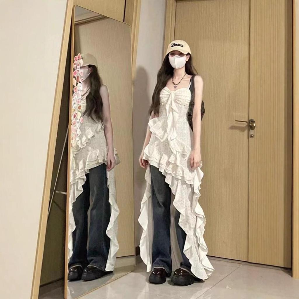 French Floral Ruffle Camisole Dress - Women's Plus Size Summer Design