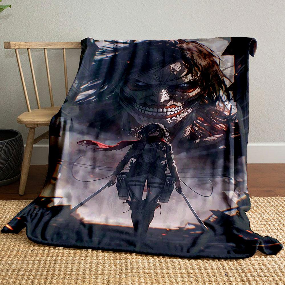 A figure with swords stands in ruins, with a large monstrous figure behind. for all seasons blanket lunch break throw gift
