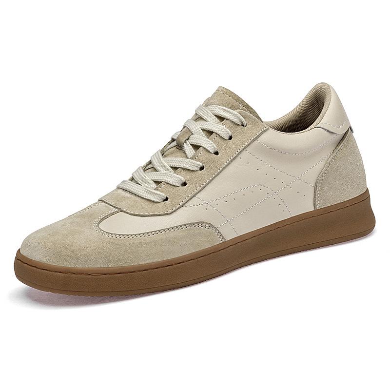 

6717 Men S Shoes Inner Height-Increasing Bag Shoes Platform Muffin Skateboard Sports Shoes Spring And Autumn Low-Top Leather Casual Shoes Tide 37 бежевый