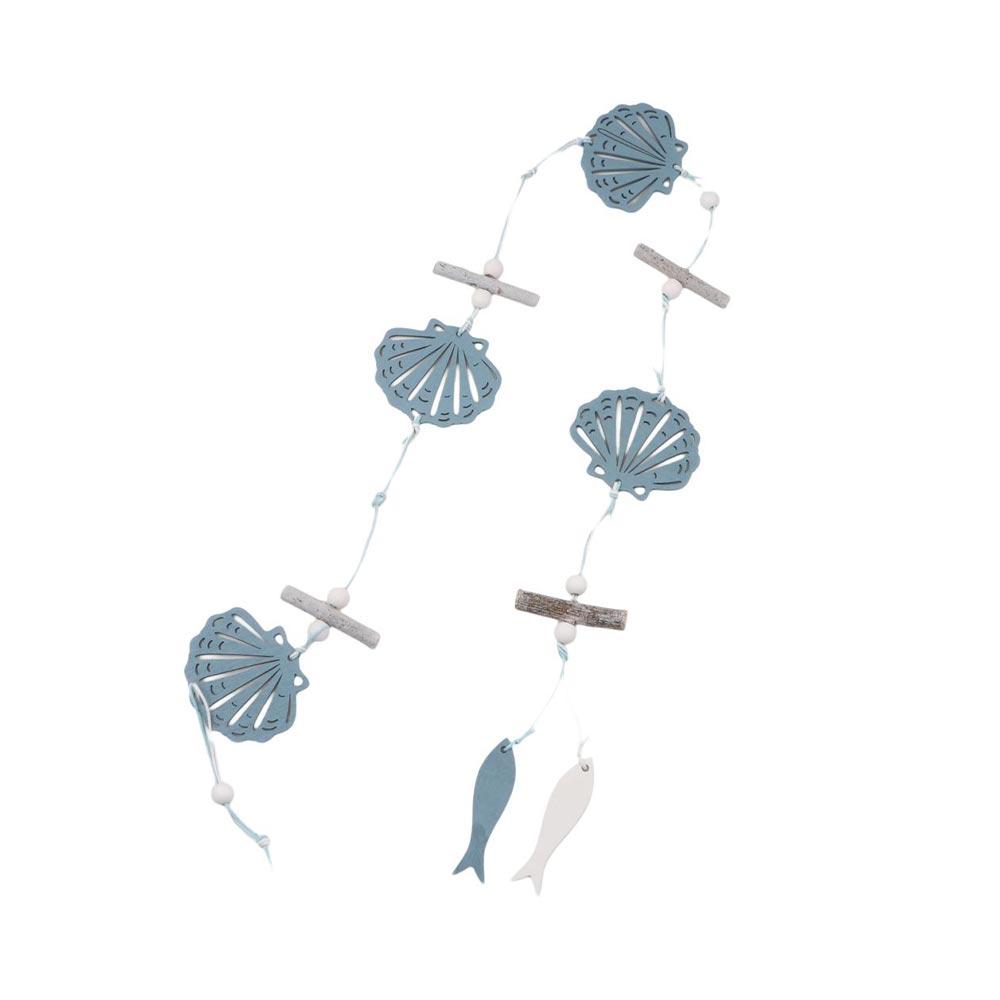 Solid Wood Carving Ocean Series Hanging Crafts Scallop Pendant Blue Ocean Pendant Wooden Ornament