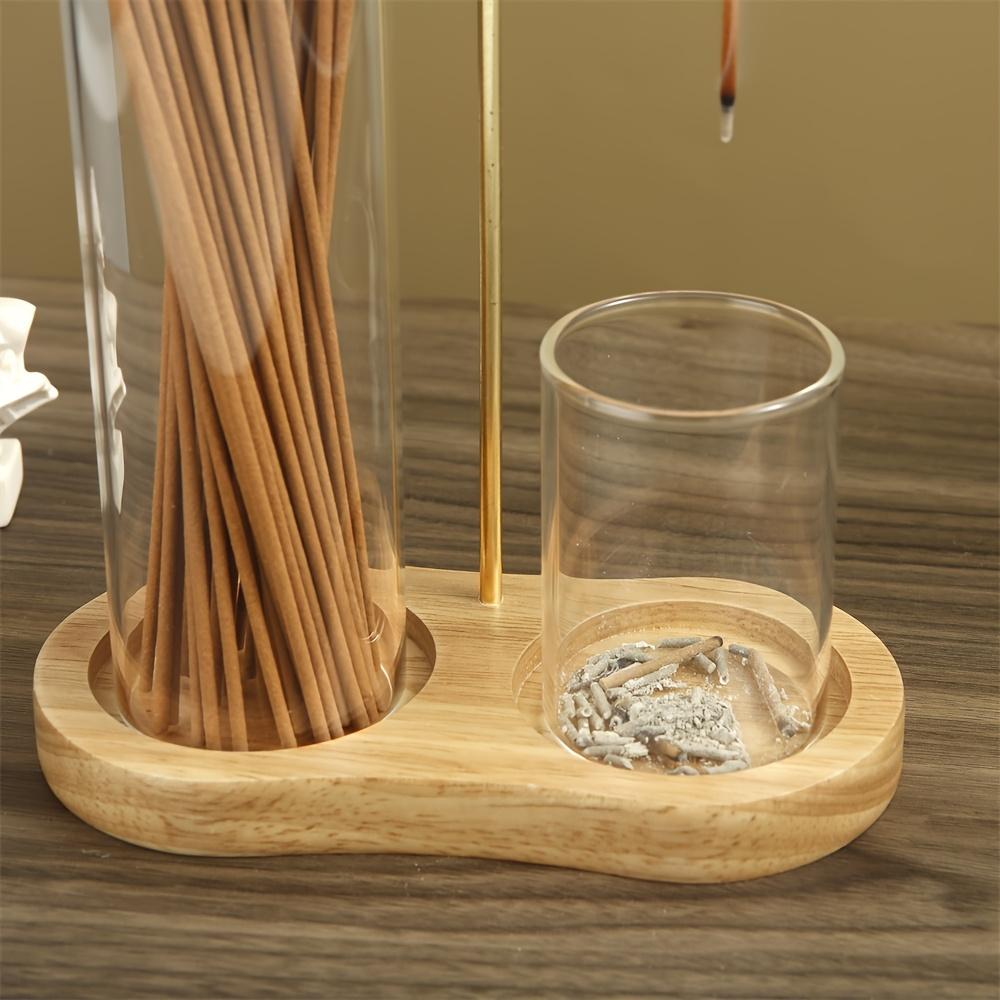 2-in-1 Incense Candle Stand Anti Fly Ash Incense Burner Detachable Glass Ash Plate Incense Candle Storage,Meditation Incense Furniture Home Ornament