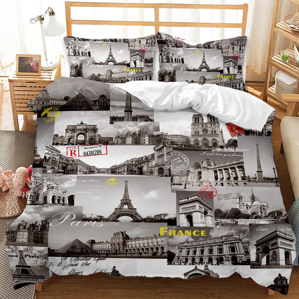 3D Architectural Landscape Home Bedding Set Single Bed Double Bed Full Size Pillowcase and Quilt Cover 2/3pcs Gift