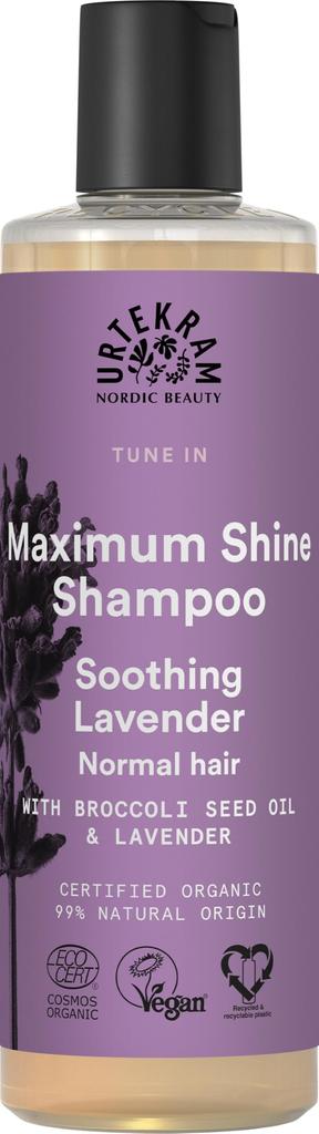 URTEKRAM Organic Shine Sensitive Naturally UR621 Shampoo, 250ml, Lavender, Silicone-Free, Skin, Derived, Additive-Free,