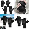 Warm Men Winter Fliptop Gloves Fingerless Convertible Cycling Photograph Mittens