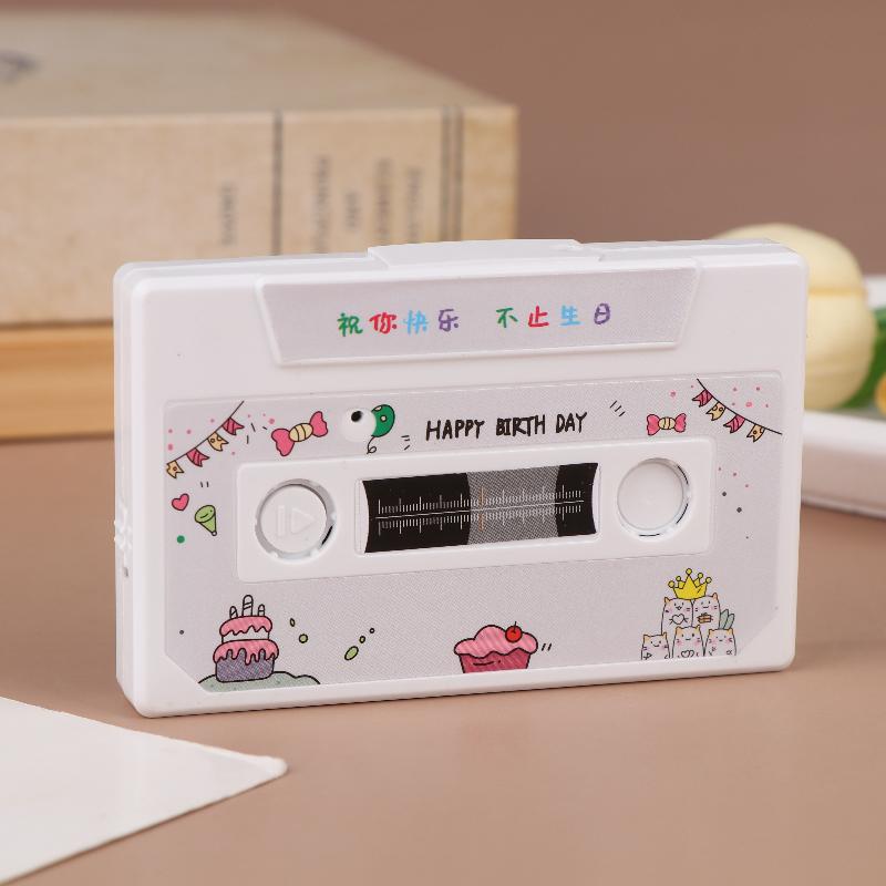 60-Second Diy Audio Voice Recorder Cassette Tape Shaped Recording Device Recordable Greeting Card For Birthday Valentines Day