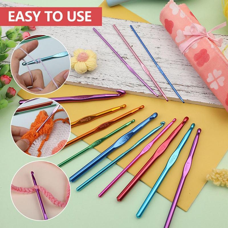 12/14Pcs Crochet Hooks Set Aluminium Needles for Knitting DIY Crochet Hook Woolen Crochet Hook for Blanket Art Craft Sewing Tool