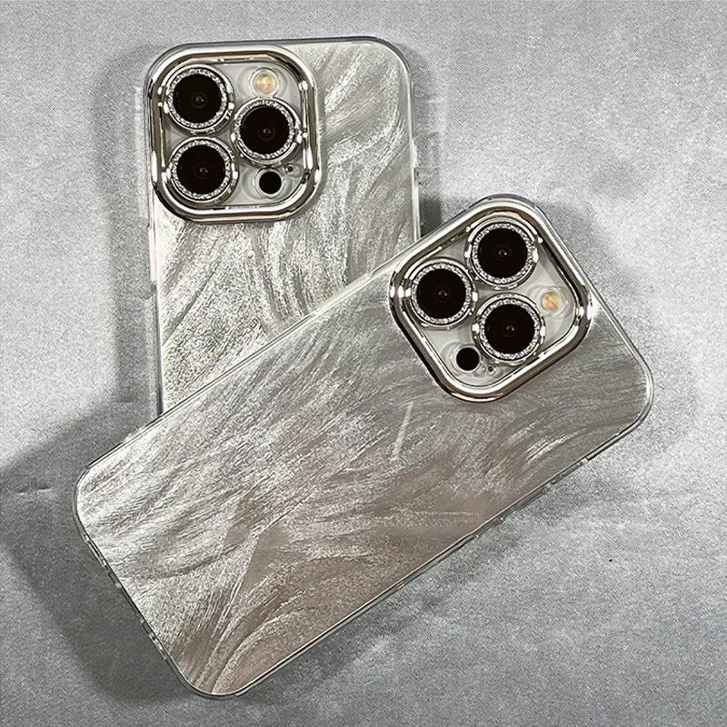 High End Feather Yarn Mobile Phone Case Suitable for 17 Apple 15 Promax Mirror Mask Iphone16 All Inclusive 12 Laser 14