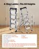 4 Step Ladder, Folding Step Stool with Wide Anti-Slip Pedal and Comfort Handgrip, 150 kg Capacity Portable Aluminum Stepladder, Multi-Use for Kitchen,
