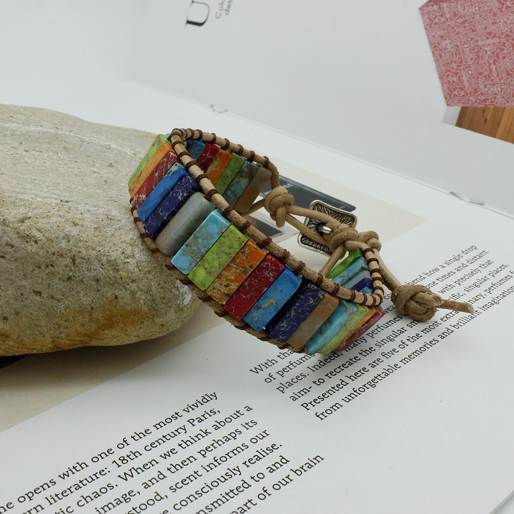 Imperial Seven-Color Stone Woven Bracelet: Handmade European & American Design