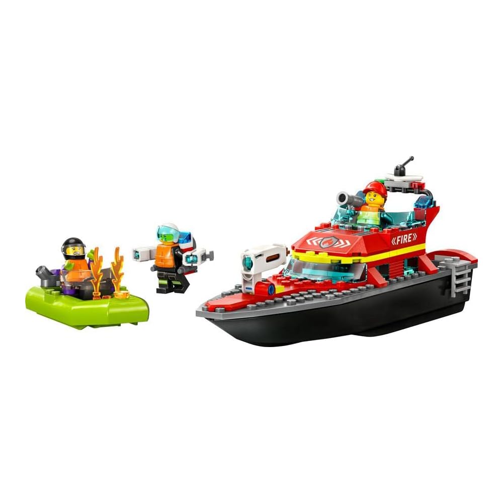LEGO City Fire Rescue Boat Toy Building Set for Kids Age 5-8 Educational Play Block 60373