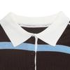 2026 A/W Retro Maillard Color Block Striped Polo Sweater