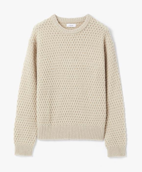 Le Mad Two-Tone Waffle Wool Round Knit - Cream