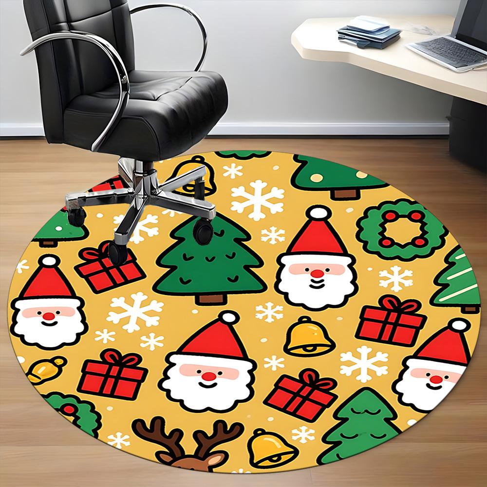 1pc Christmas Ornaments Office Round Rug, Non-slip, Soft and Durable Office Rug for Interior Decoration, Perfect for Office, Beautiful Decoration Yy26